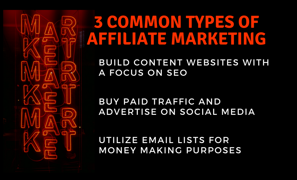 3 common types of affiliate marketing